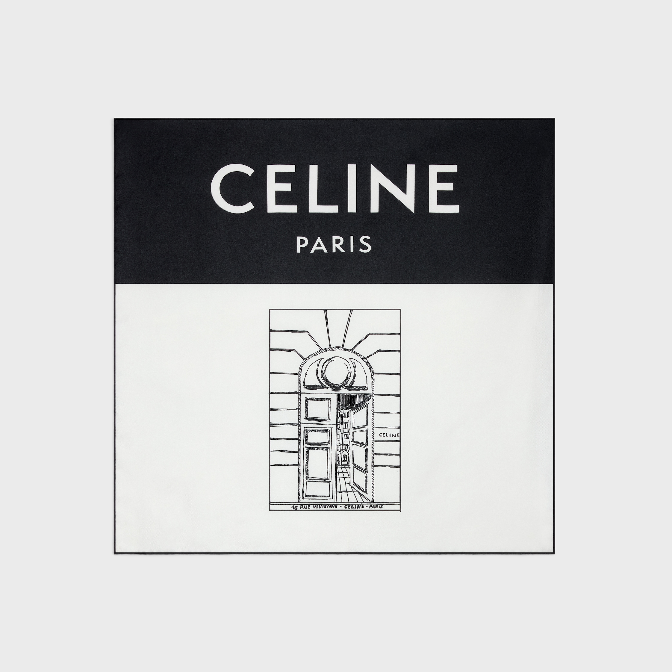 ＊ 新品⭐️CÉLINE 80㎝ ＊ BIENVENUE BANDANA, 55 - IVORY/BLACK | CELINE