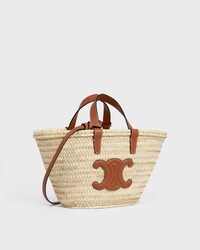 TEEN CELINE CLASSIC PANIER IN palm leaves and Calfskin - TAN - CROSS-BODY BAGS - 2 | CELINE