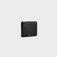 Cartera de dos pliegues con cremallera de piel de becerro con textura granulada - NEGRO - ESSENTIALS - 2 | CELINE