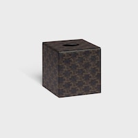 Tissue Cube in Triomphe Canvas - BLACK / TAN - HOME - 2 | CELINE