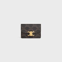 PORTE-CARTES AVEC RABAT TRIOMPHE Toile Triomphe - TAN - PETITS CADEAUX - 1 | CELINE