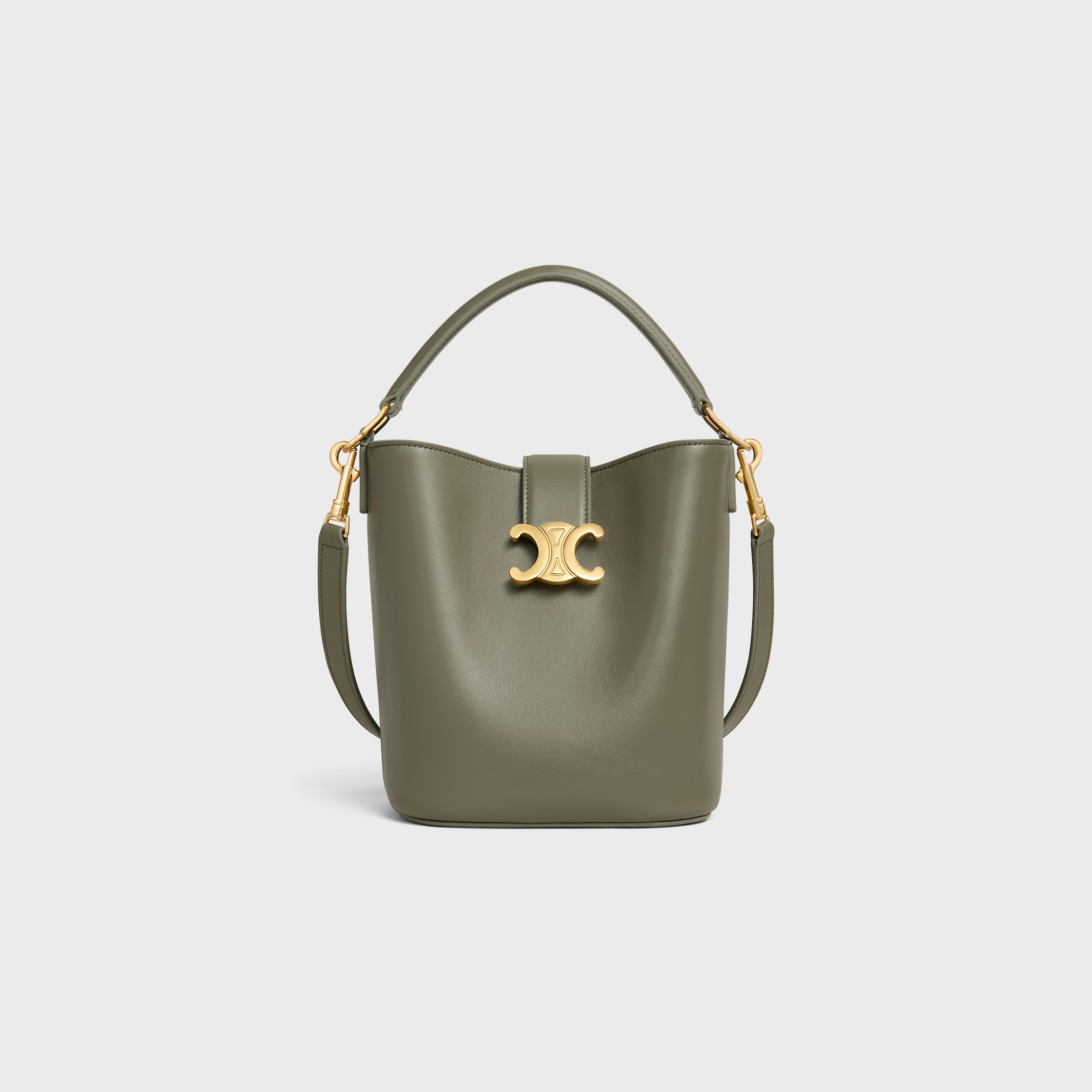 SMALL BUCKET LOUISE IN SMOOTH CALFSKIN - GOLDEN KHAKI | CELINE