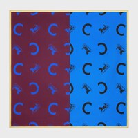square IN silk twill - BURGUNDY / BLUE -  - 1 | CELINE
