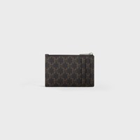 Zipped Card Holder IN Triomphe Canvas and lambskin - TAN - TRIOMPHE CANVAS COLLECTION - 2 | CELINE