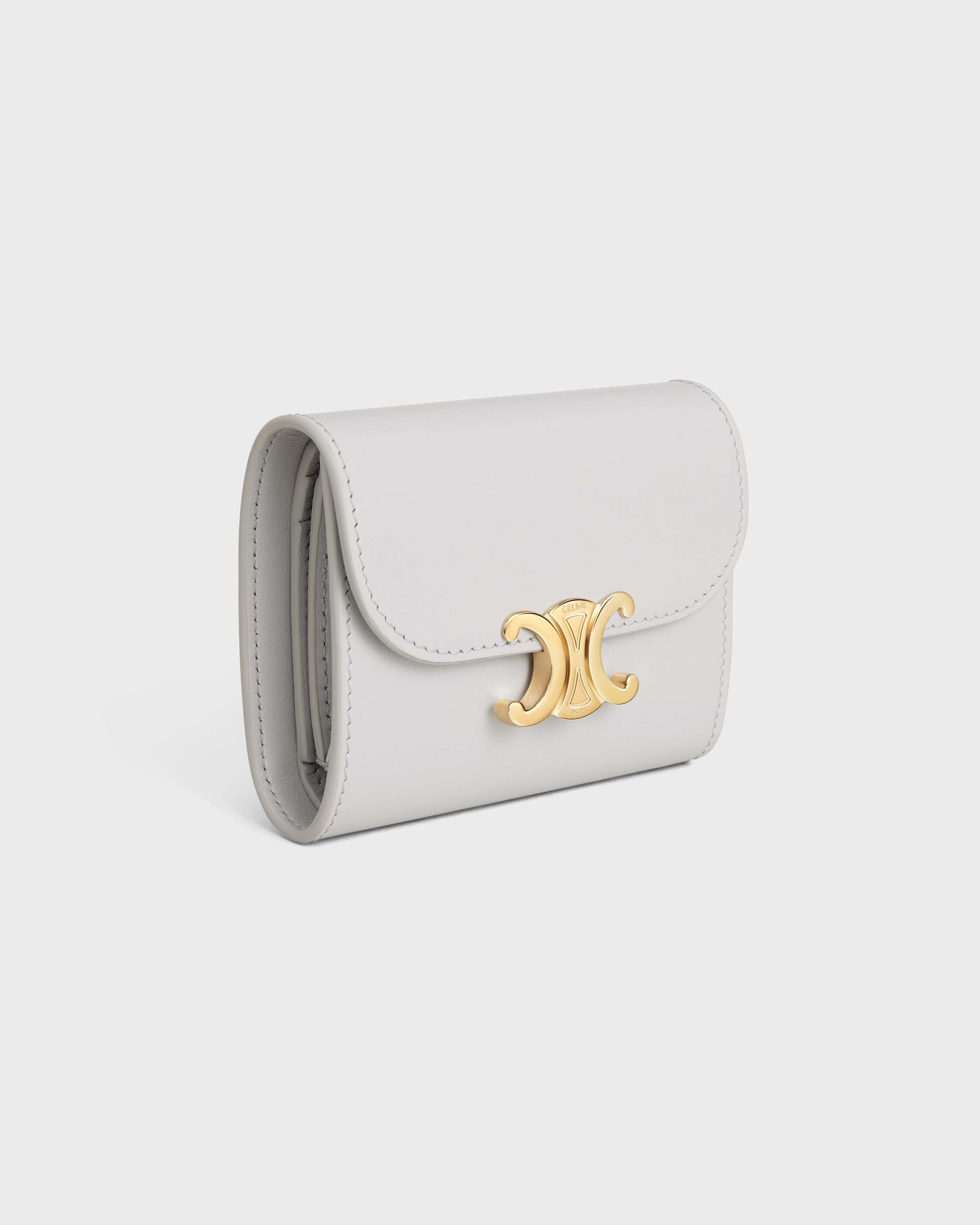 Small Flap Wallet TRIOMPHE in Shiny calfskin - Cloudy Grey | CELINE