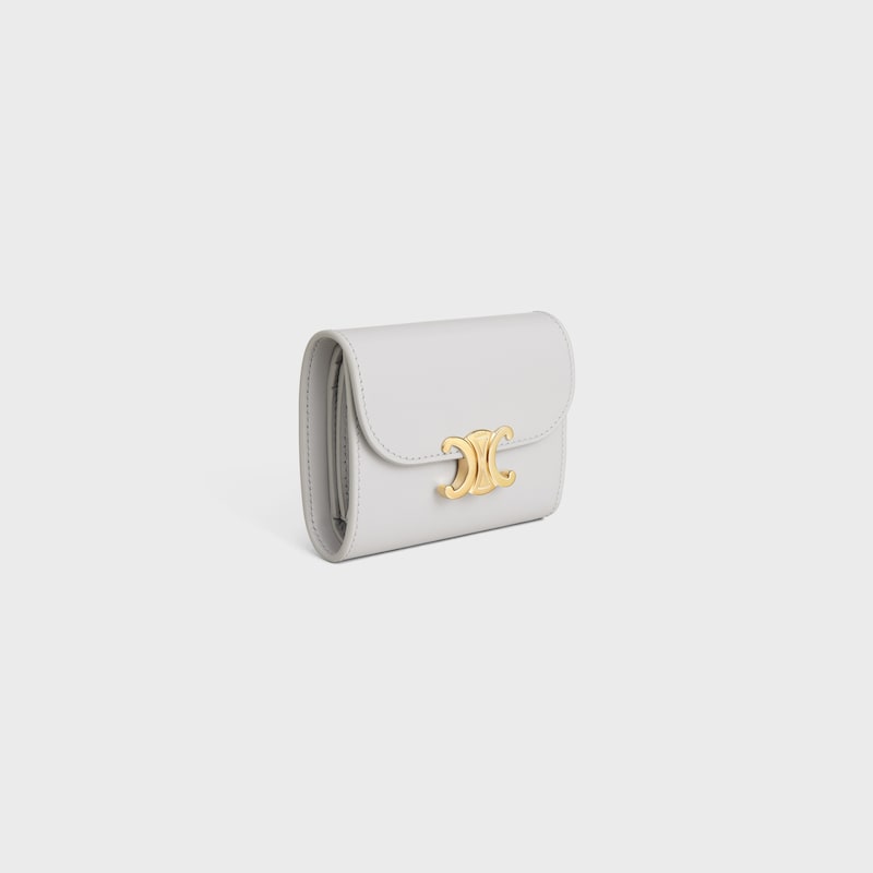 Small Flap Wallet TRIOMPHE in Shiny calfskin - Cloudy Grey - WALLETS - 1 | CELINE