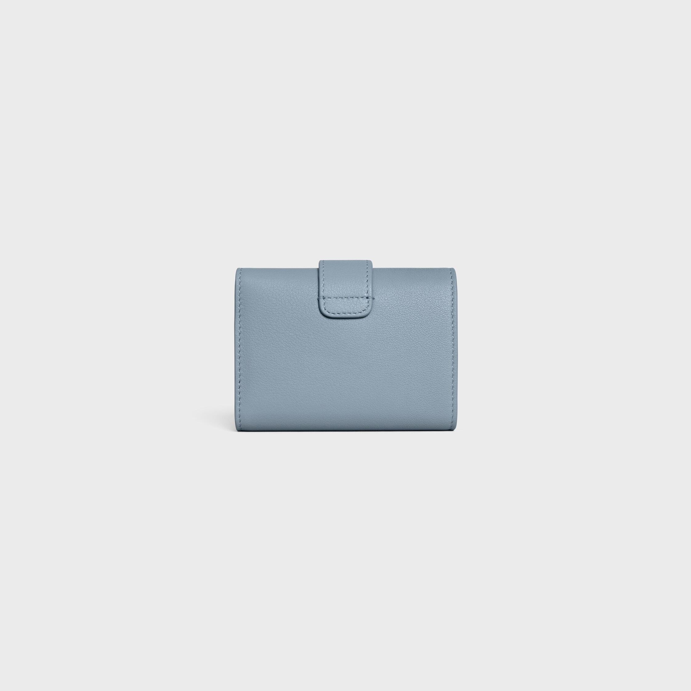 FINE STRAP WALLET NINO IN SUPPLE GRAINED CALFSKIN - LIGHT DENIM