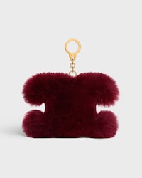 TRIOMPHE pom-pom Charm IN SHEARLING AND CALFSKIN - BURGUNDY / PINK - CHARMS AND ACCESSORIES - 2 | CELINE