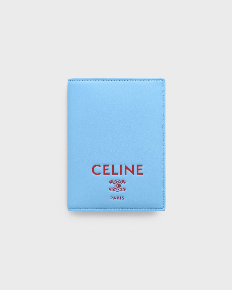 PASSPORT COVER TAKEAWAY IN SMOOTH LAMBSKIN - SKY BLUE / RED - NEW - 1 | CELINE