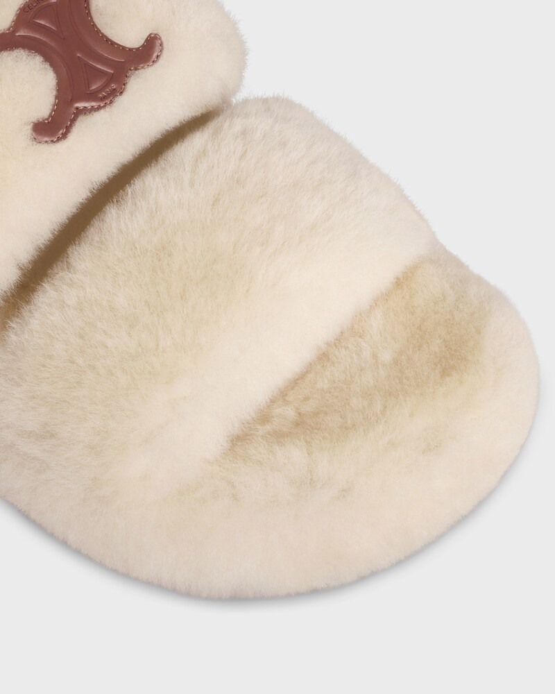 CELINE SLIDES TRIOMPHE IN Shearling - BEIGE/BROWN -  - 1 | CELINE