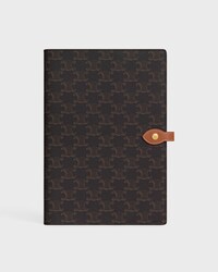 LARGE NOTEBOOK COVER IN TRIOMPHE CANVAS AND CALFSKIN - TAN - STATIONERY - 1 | CELINE