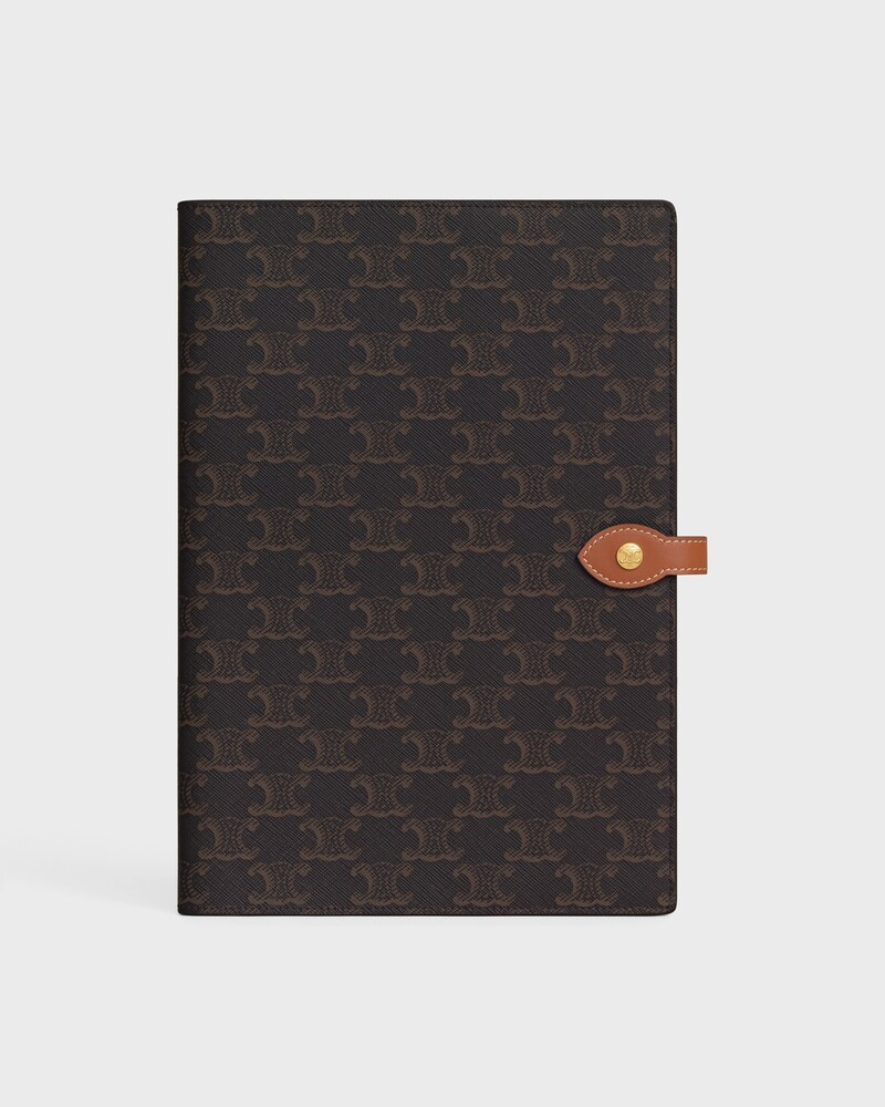 LARGE NOTEBOOK COVER IN TRIOMPHE CANVAS AND CALFSKIN - TAN - STATIONERY - 1 | CELINE
