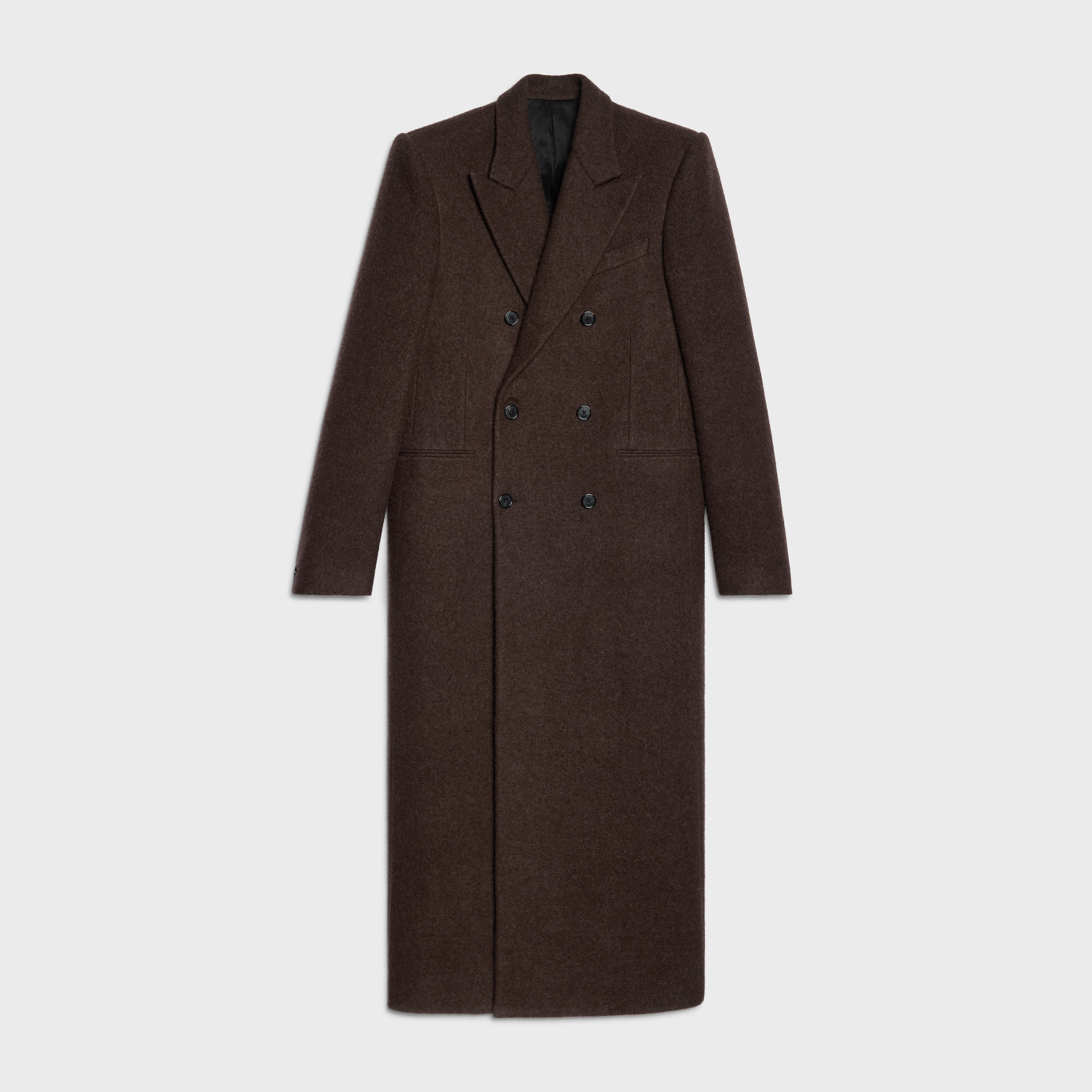 【極美品】CELINE ウールカシミヤ ロングコート 38 濃茶 ロゴボタン コロンヌ コート / カシミア＆ウール - マロングラッセ | CELINE