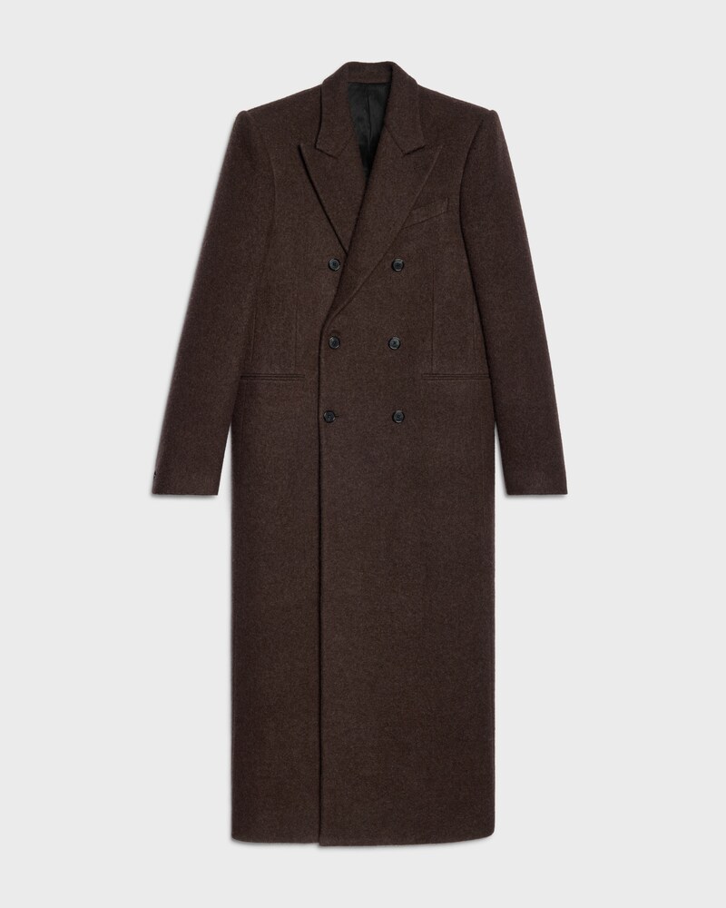colonne coat IN cashmere and wool - MARRON GLACE -  - 1 | CELINE