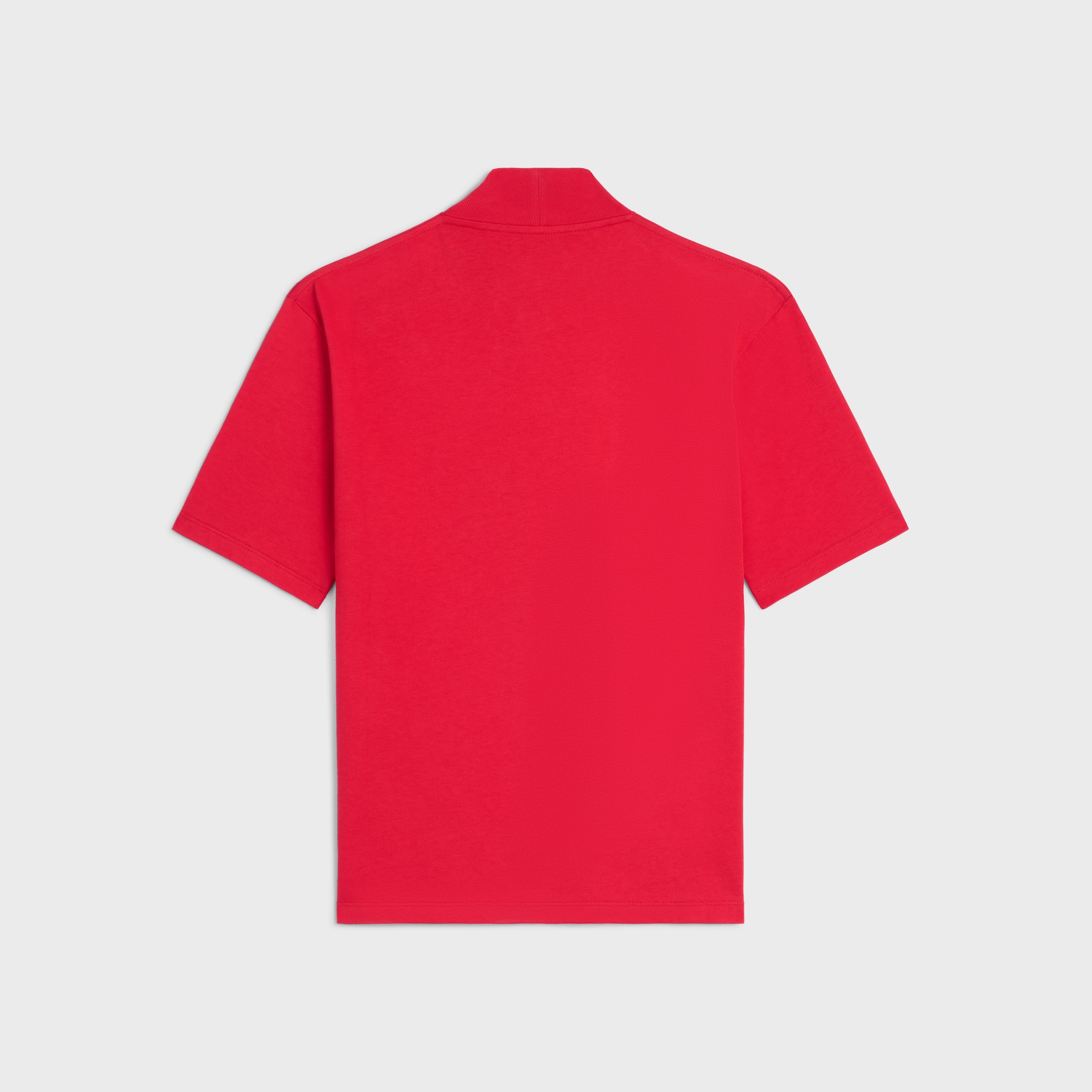 mock neck t-shirt IN cotton jersey - RED NEBRASKA/OFF WHITE | CELINE