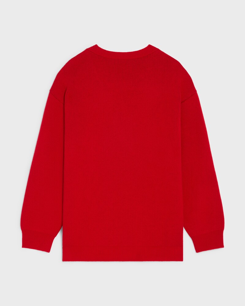 oversized v-neck sweater IN cashmere - RED/BLUE/BLACK -  - 1 | CELINE