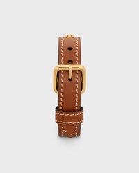 Les Cuirs Celine Bracelet in Calfskin and Brass with Gold Finish - GOLD / TAN -  - 2 | CELINE