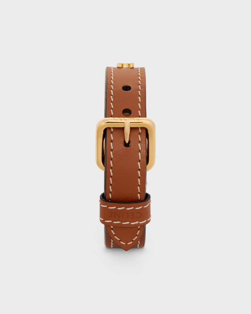 Les Cuirs Celine Bracelet in Calfskin and Brass with Gold Finish - GOLD / TAN -  - 1 | CELINE