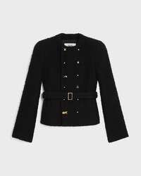jacket IN cashmere and wool natté - BLACK -  - 1 | CELINE