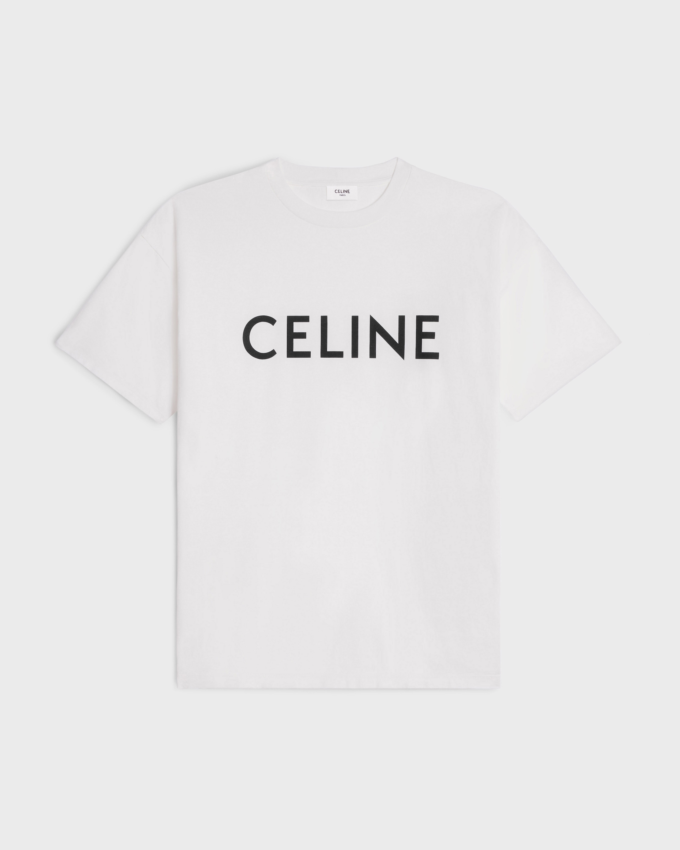 CELINE LOOSE T-SHIRT IN COTTON JERSEY - CHALK / BLACK | CELINE
