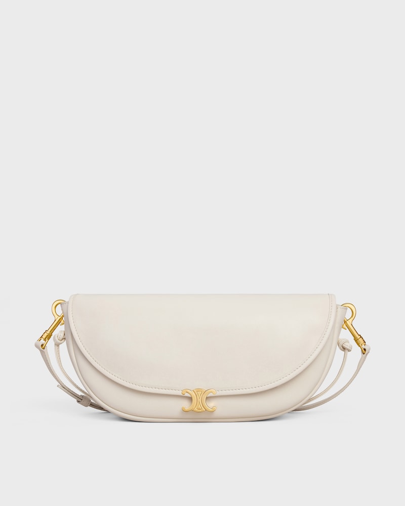LITTLE HALFMOON SOFT TRIOMPHE IN SUPPLE SHINY LAMBSKIN - WHITE COTTON - SHOULDER BAGS - 1 | CELINE