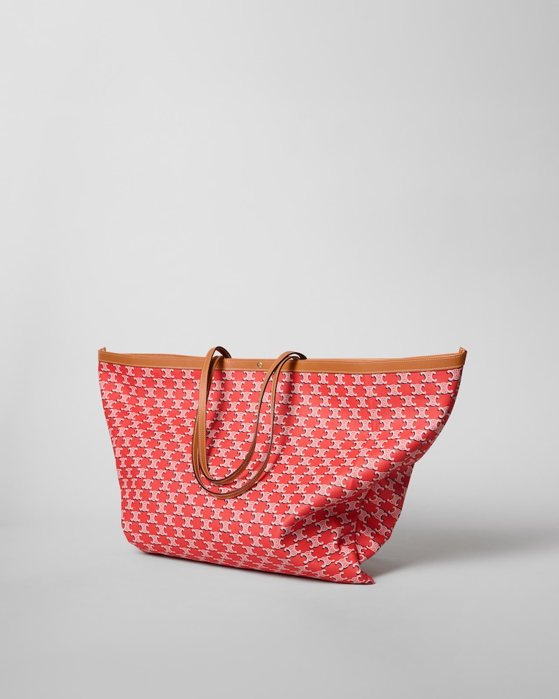 BOLSO SHOPPER GRANDE CON SOLAPA DE LONA TRIOMPHE - ROJO/NEGRO/BLANCO - REGALOS PARA ELLA - 1 | CELINE