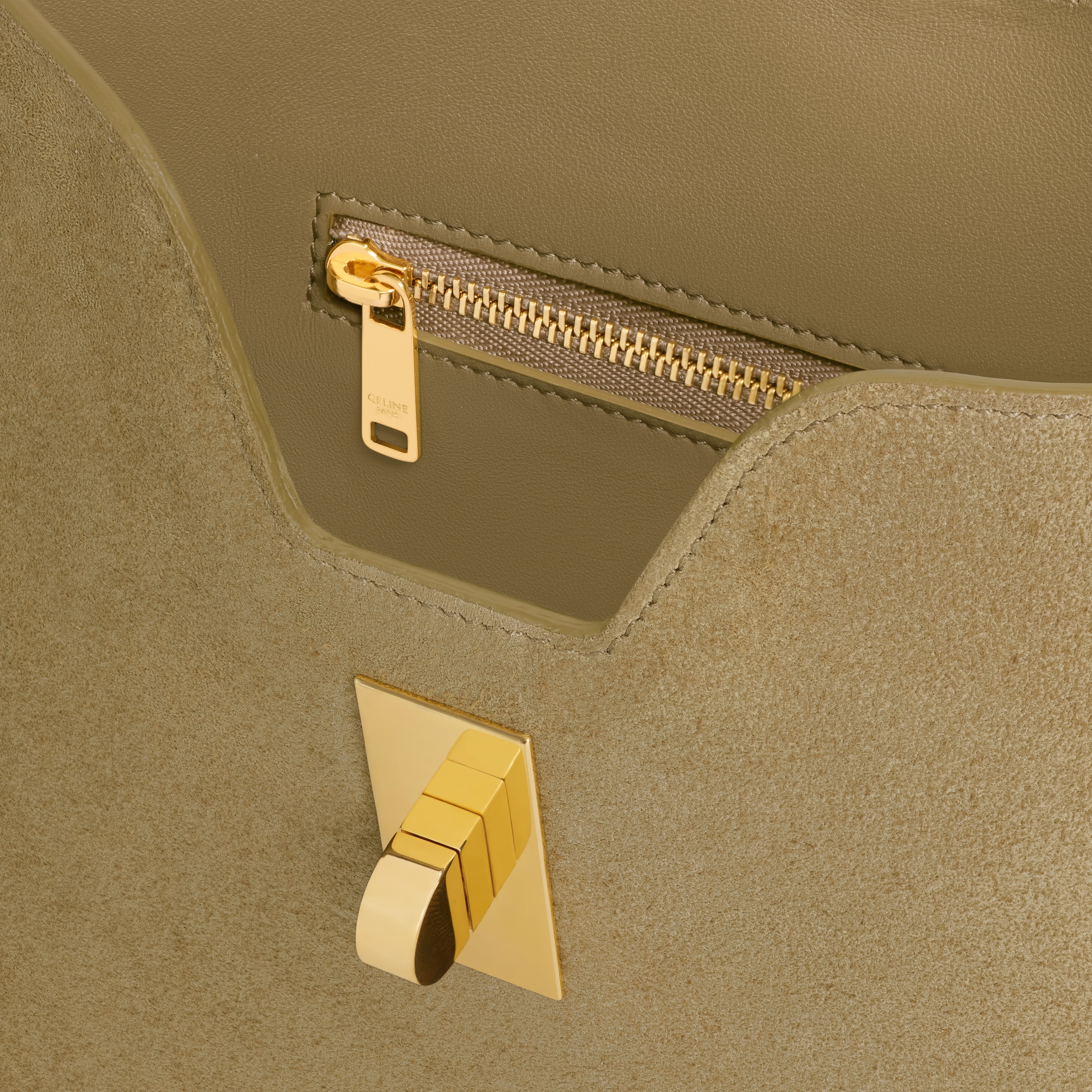 SMALL CAMILLE 16 SOFT BAG IN SUEDE CALFSKIN - STONE BEIGE | CELINE