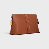 Lock Toiletry Pouch in Shiny Calfskin - TAN - ESSENTIAL GIFTS - 2 | CELINE