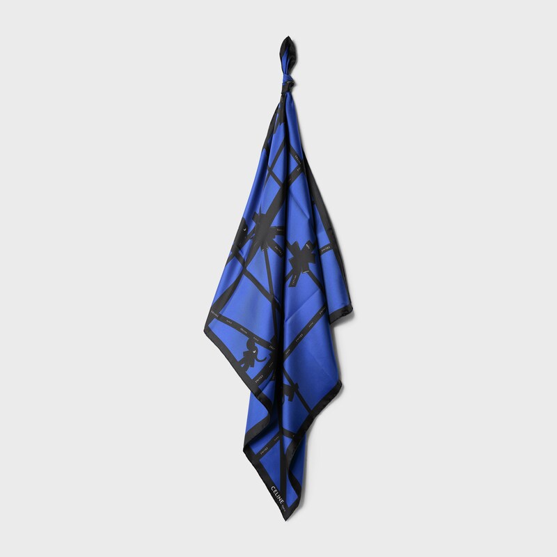 CLIMBING ELEPHANTS FOULARD 90 - BLUE/BLACK -  - 1 | CELINE