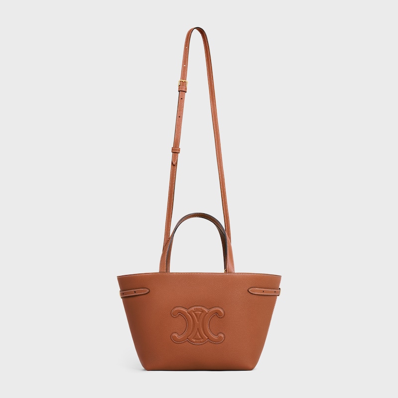 MINIBOLSO CABAS ANA&Iuml;S DE PIEL TRIOMPHE Y PIEL DE BECERRO CON TEXTURA GRANULADA - TOSTADO - BOLSOS CON ASA SUPERIOR - 1 | CELINE