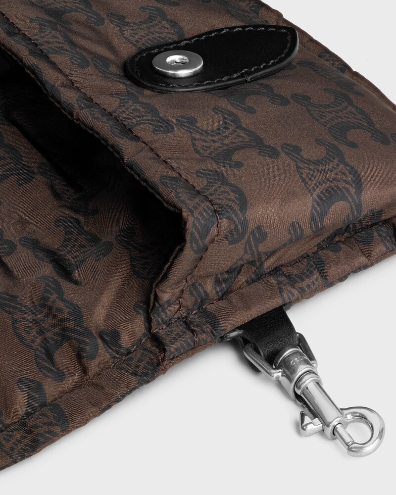 KEYRING CARD HOLDER CELINE PADDED  IN NYLON AND CALFKSIN - BROWN / BLACK - NEW - 1 | CELINE