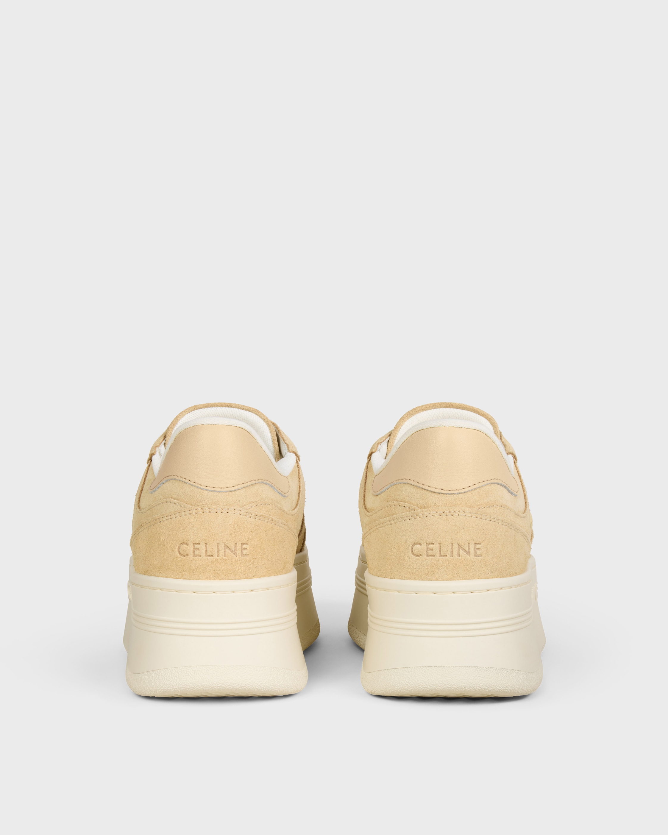 BLOCK WEDGE SNEAKER IN SUEDE CALFSKIN AND CALFSKIN - BEIGE / LIGHT