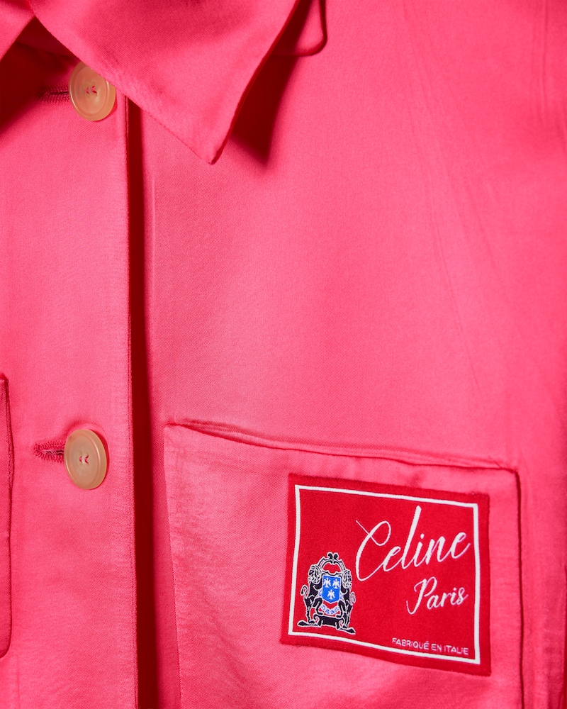 FLAT CHORE JACKET IN SATIN - ROSE PUNK -  - 1 | CELINE