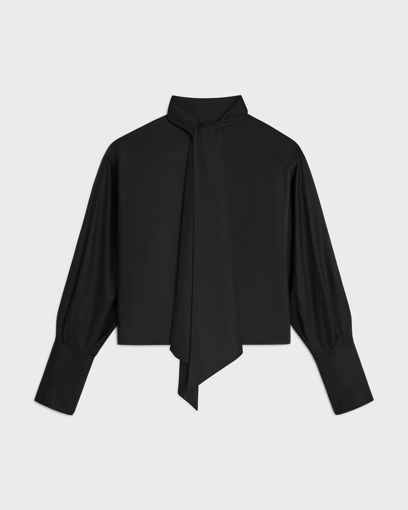 CAMISA CORTA CON LAZO DE SARGA DE SEDA - NEGRO -  - 1 | CELINE