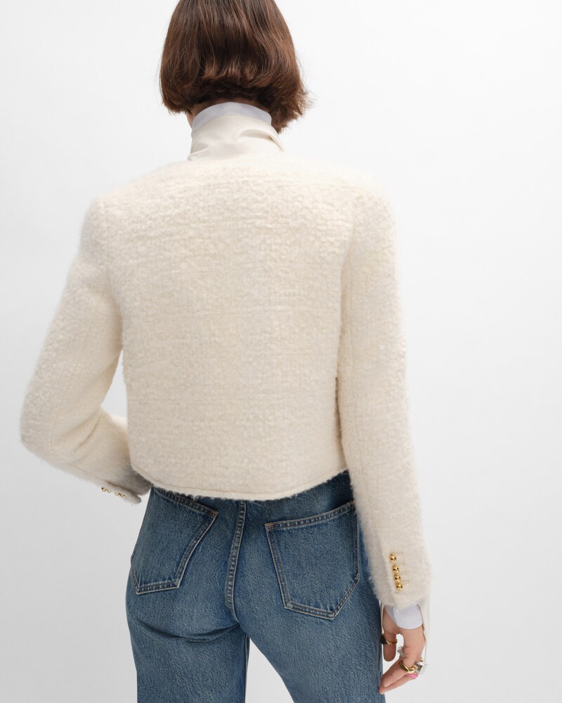 icone jacket IN cashmere and wool natté - WHITE -  - 1 | CELINE