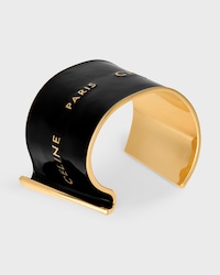 Celine Ribbon Large Cuff in Enamel and Brass with gold finish - BLACK / GOLD -  - 2 | CELINE