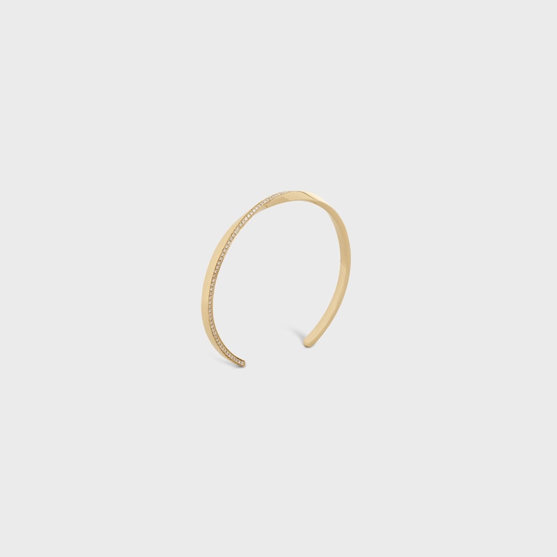Torsion Bracelet in  Yellow Gold and Diamonds - Yellow Gold and White -  - 1 | CELINE