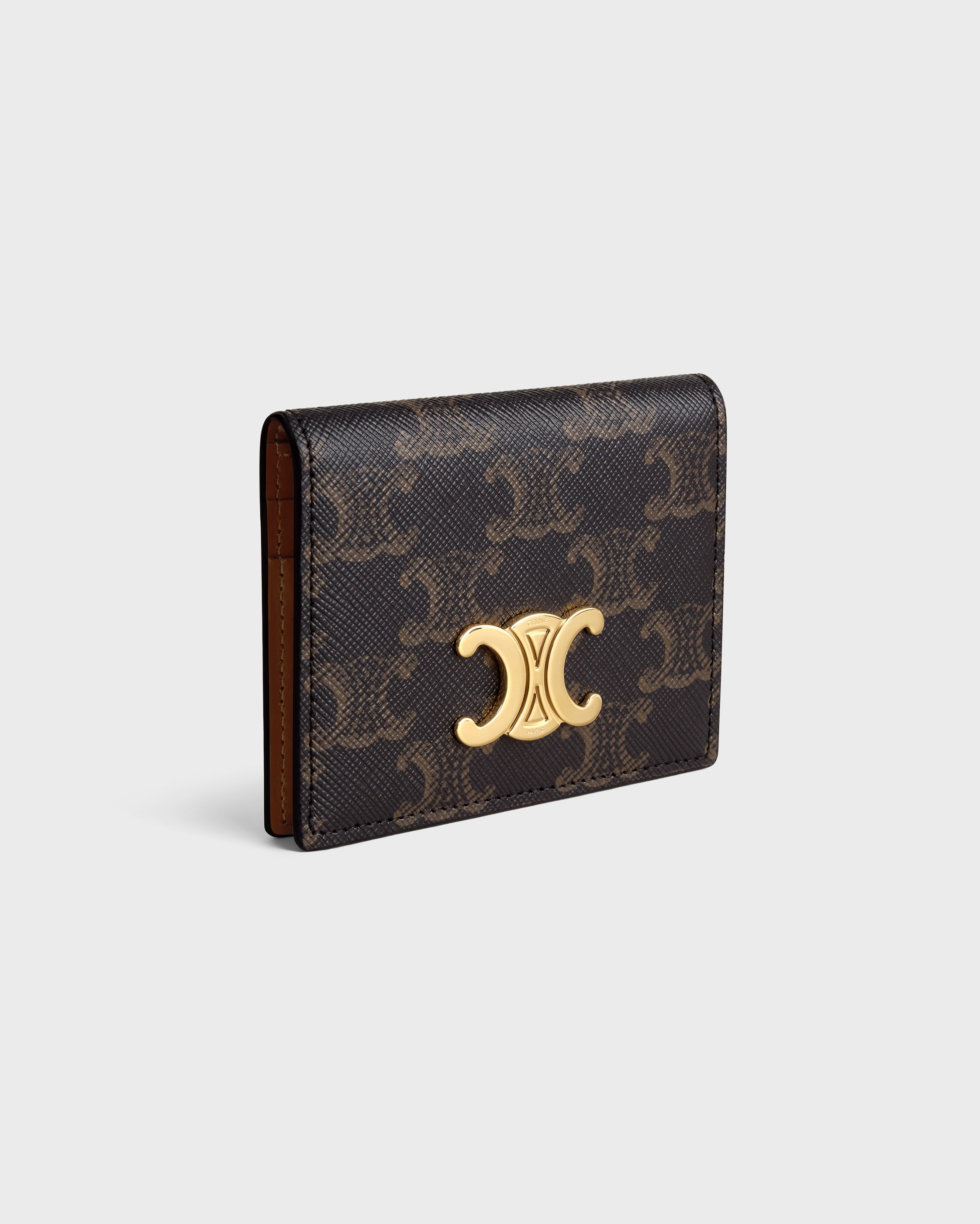 BI-FOLD CARD HOLDER TRIOMPHE IN Triomphe Canvas - TAN | CELINE