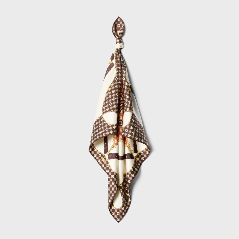 bandana IN silk twill - CREAM/BROWN/TAN -  - 1 | CELINE