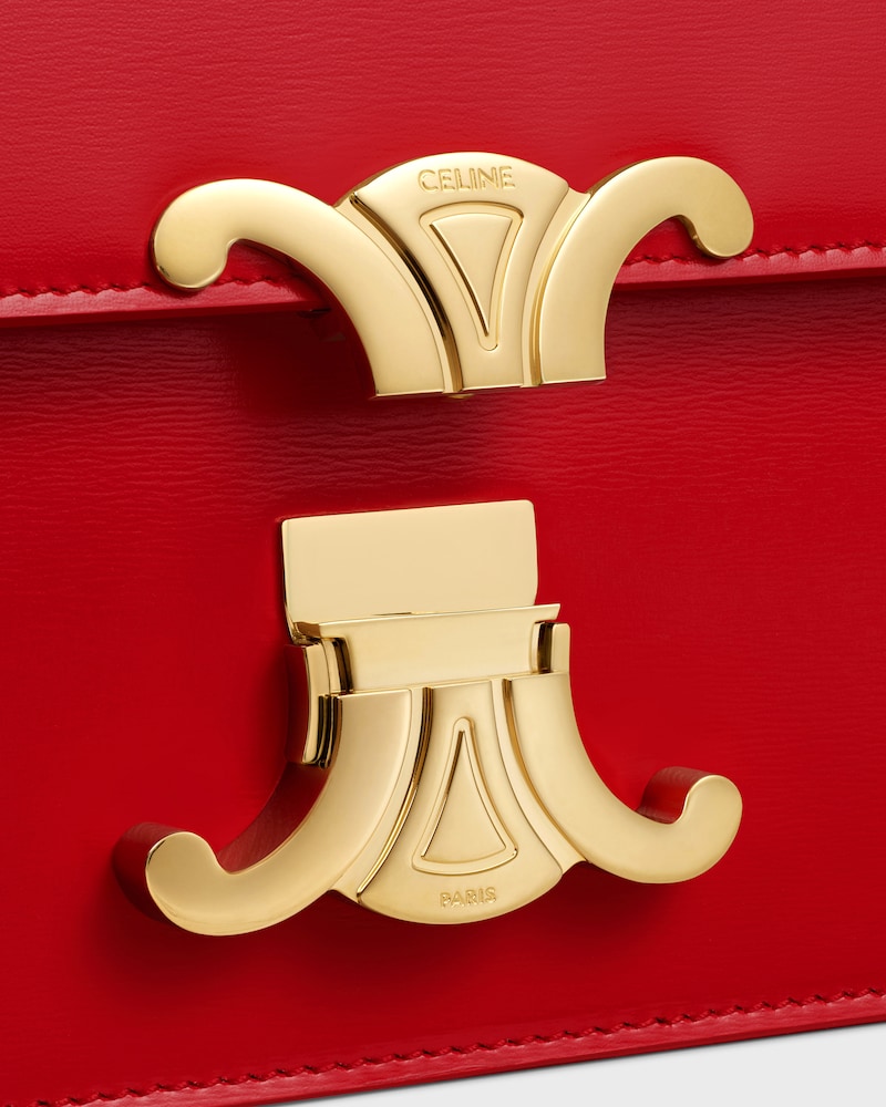 MEDIUM TRIOMPHE FOLIO IN SHINY CALFSKIN - ULTRA RED - EVENING - 1 | CELINE