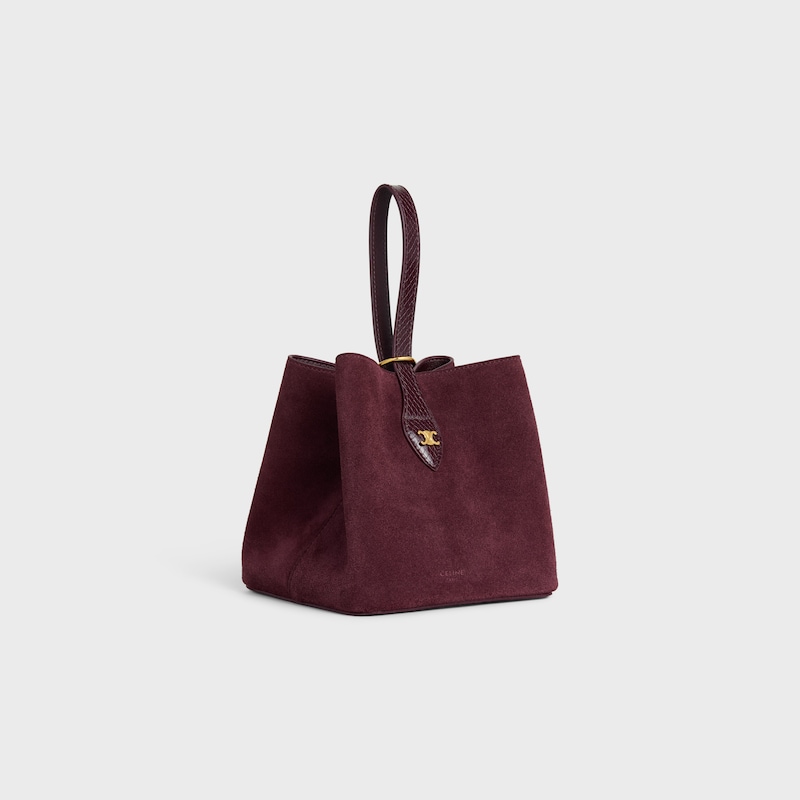 SMALL AMBER IN SUEDE AND PYTHON EFFECT CALFSKIN - BURGUNDY - TOP-HANDLE BAGS - 1 | CELINE