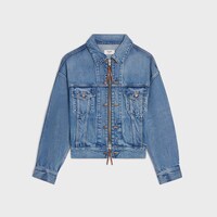Truckerjacke aus Baumwolldenim - CLEAR WATERFALL + PATCH BROWN -  - 1 | CELINE