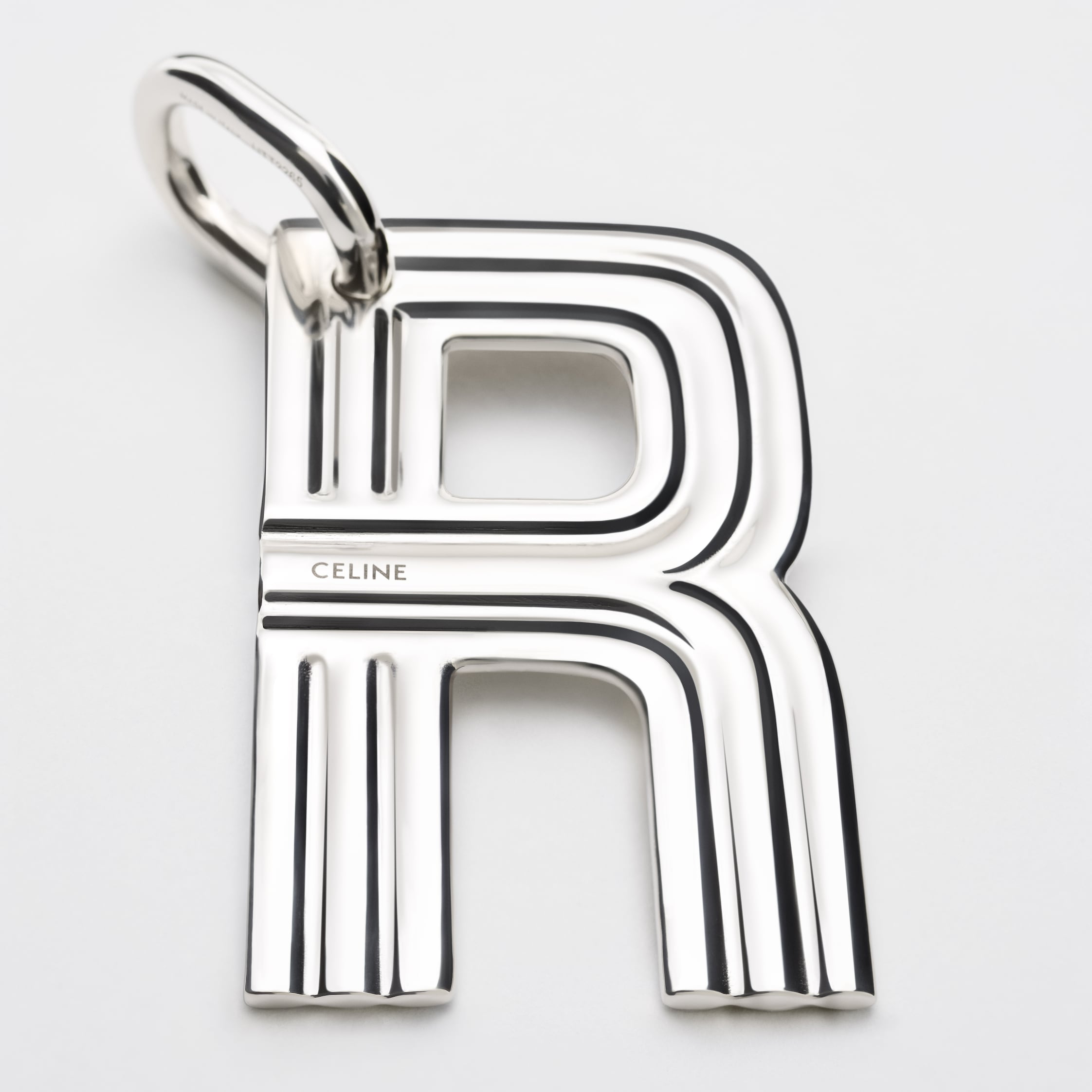 ALPHABET CHARMS R LETTER IN BRASS WITH RHODIUM FINISH - SILVER