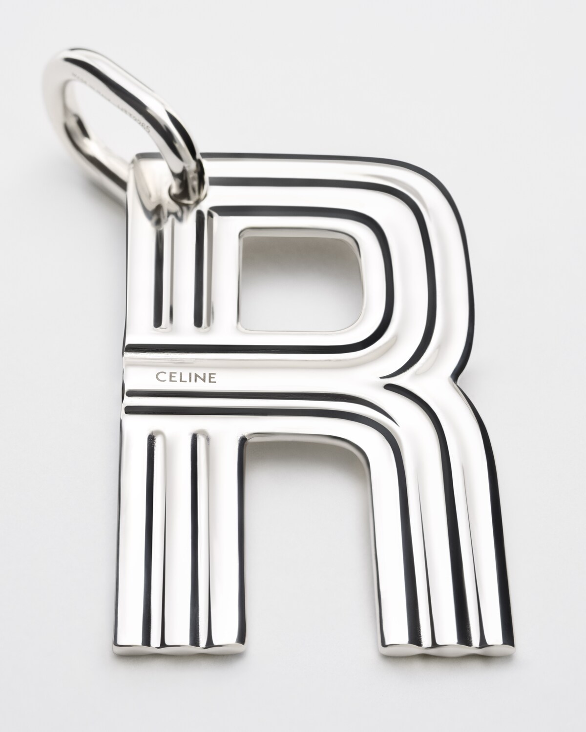 ALPHABET CHARMS R LETTER IN BRASS WITH RHODIUM FINISH - SILVER | CELINE