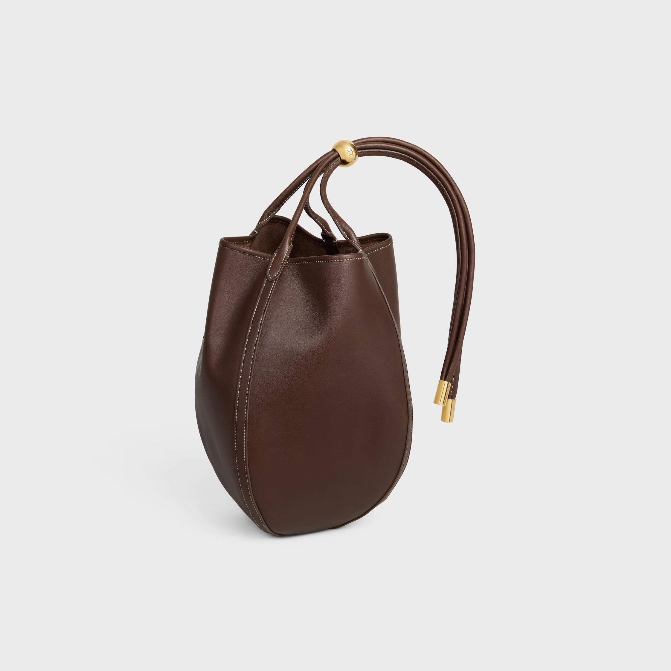 SMALL DROP BUCKET IN SUPPLE SMOOTH CALFSKIN - CHOCOLATE | CELINE