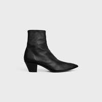 Bota HECTOR com zíper em pele de cordeiro stretch - PRETO - 1 | CELINE