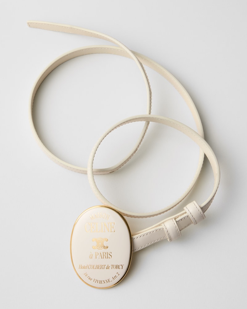 MINI MAISON CELINE BELT 13MM IN TAURILLON LEATHER WITH VARNISHED BUCKLE - RICE -  - 1 | CELINE