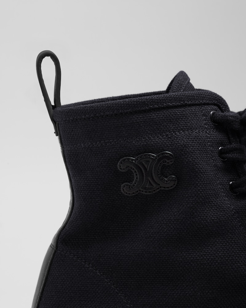 BULKY LACE-UP BOOT IN CANVAS AND LEATHER - BLACK -  - 1 | CELINE