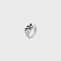 San Onofre Chunky Triomphe Ring in Brass with Rhodium Finish - SILVER -  - 2 | CELINE