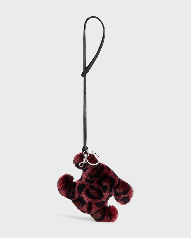 TRIOMPHE POM-POM KEYRING in SHEARLING AND CALFSKIN - RED - THE PERFECT GIFT - 1 | CELINE